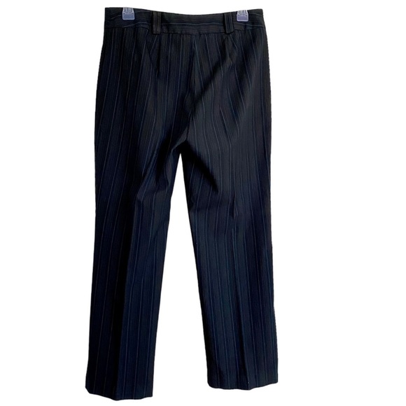 Career Black Pinstripe Straight Leg Slacks Pants 10 Office Siren Corpcore Office - Picture 3 of 10